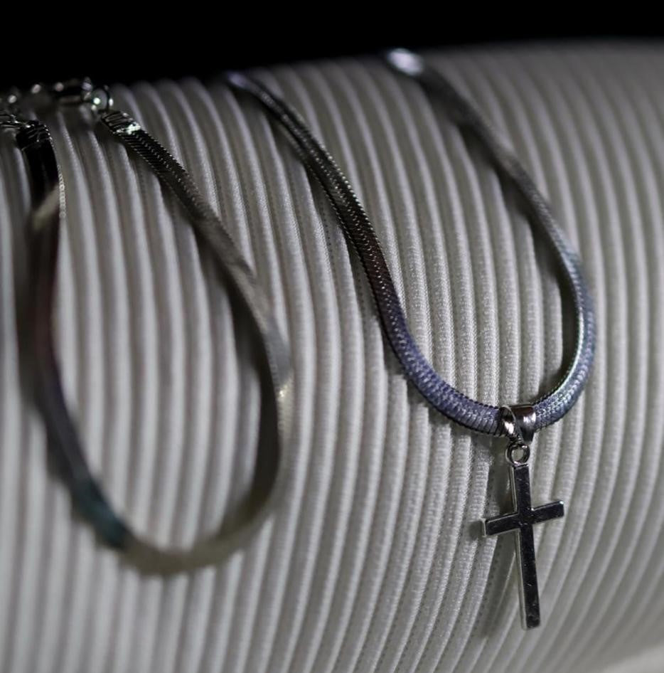 Mens Snake necklace, bracelet with cologne and personalized card